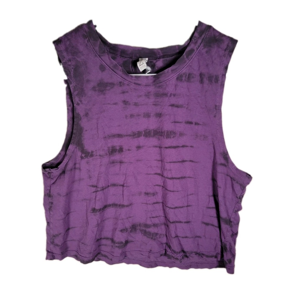 Z By Zella Crop Tank Top Womens M Purple Tie Dye Muscle Tee Athleisure